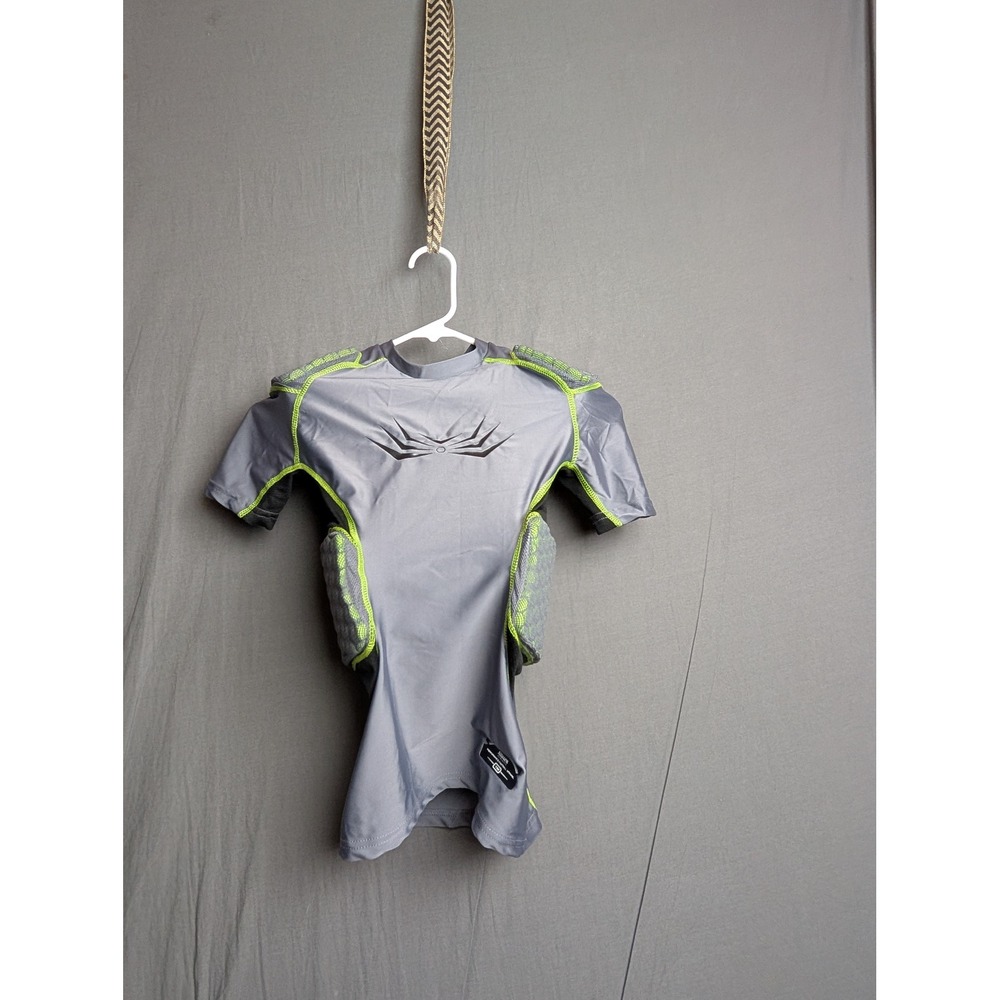 Alleson Athletic Youth Medium Padded Football Compression Shirt Gray Neon Green